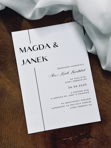 Zaproszenie ślubne jednokartkowe, ONE LINE