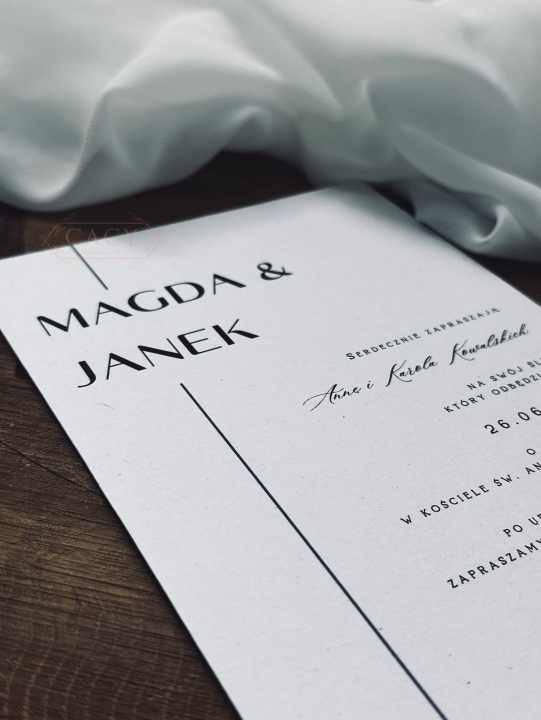 Zaproszenie ślubne jednokartkowe, ONE LINE