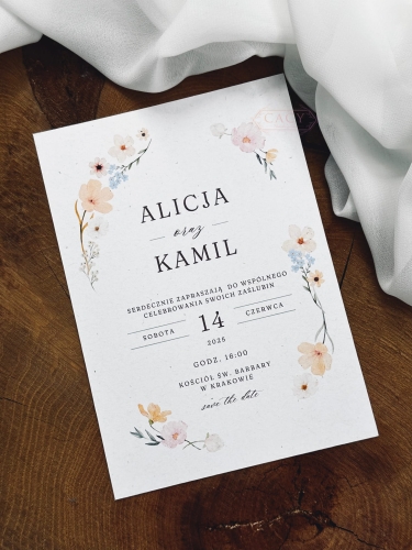Zaproszenie ślubne jednokartkowe, FLOWER POWER