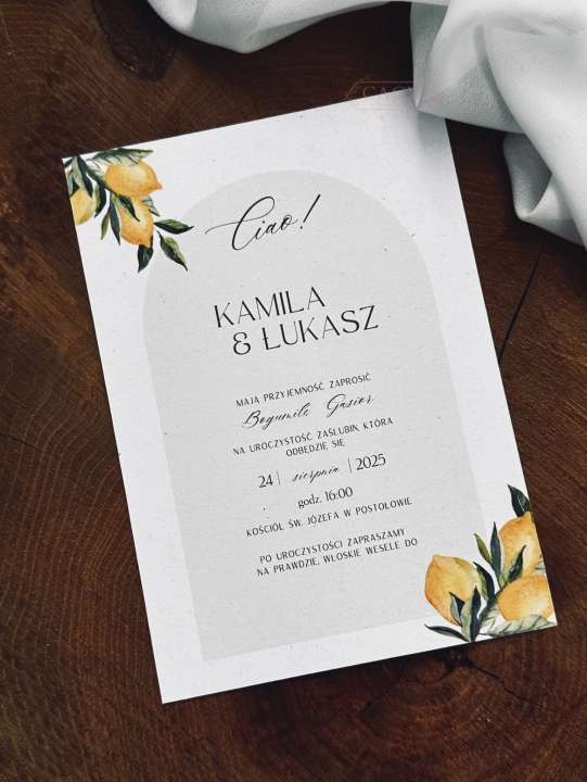 Zaproszenie ślubne jednokartkowe, styl włoski, ITALY LOVE